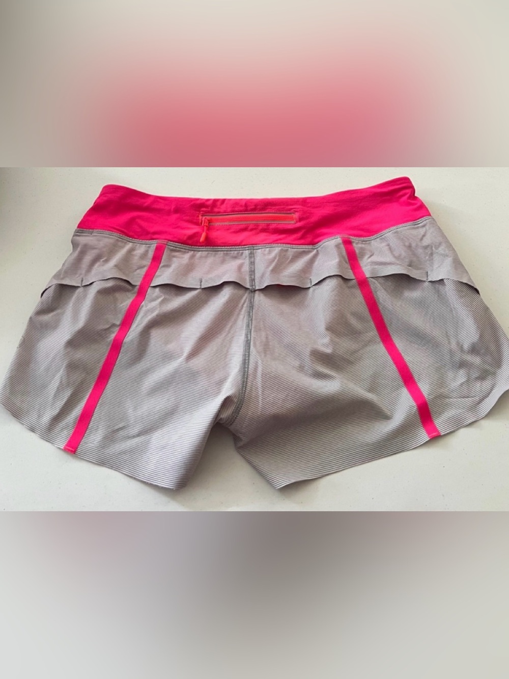 Lululemon Women's Active Stripe Shorts with Pink Waistband